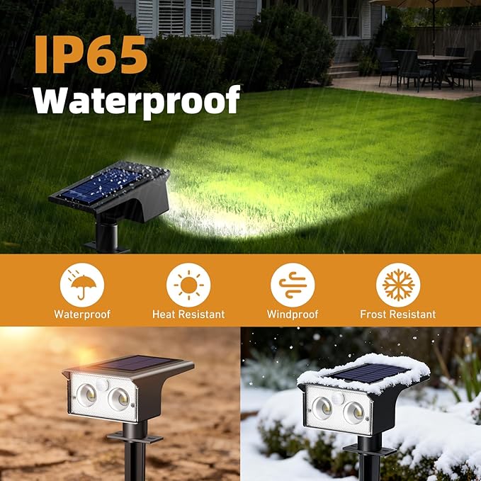btfarm Solar Spot Lights Outdoor Waterproof, 12 Pack/3 Modes Motion Sensor Lights, Solar Powered Spotlights 2-in-1 Auto On/Off for Outside Pathway Yard Garden Landscape Lighting, Cool White