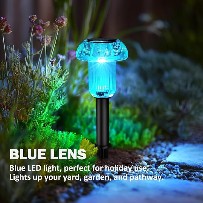 Easter Solar Pathway Lights Outdoor Decorative 8 Pack, 4 color LED Mushroom Solar Lights Outdoor Waterproof Solar Powered Decor for Yard Driveway Patio, Valentines Day Halloween Christmas Garden Decor