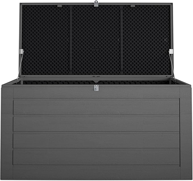 Cosco Outdoor Living 88180BGY1E Cosco Outdoor Patio Storage, Extra Large, 180 Gallons, Charcoal Deck Box, Black/Gray