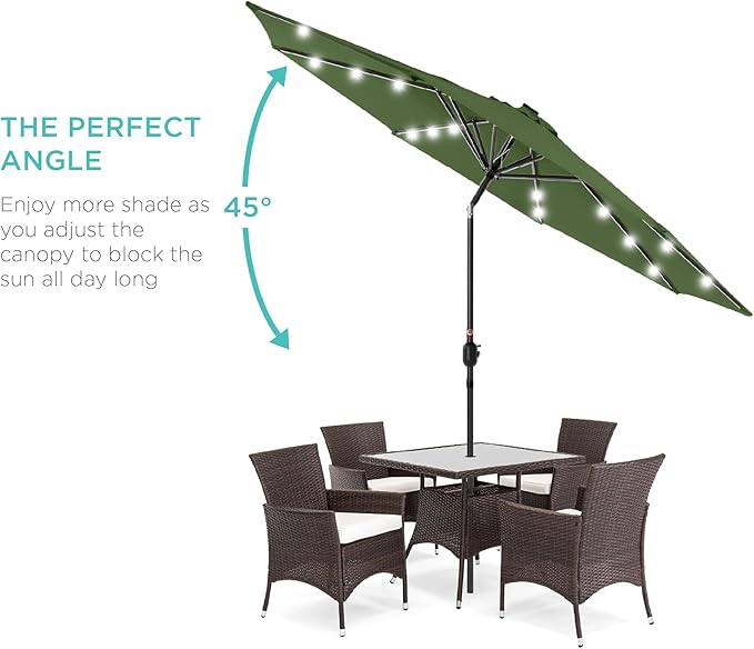 Best Choice Products 10ft Solar Polyester LED Lighted Patio Umbrella w/Tilt Adjustment and UV-Resistant Fabric