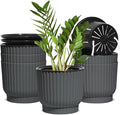 T4U 6 Inch Self Watering Pots for Indoor Plants, 6 Pack Plant Pots, Self Watering Planter for Indoor Plants, Durable Plastic Pots, Flower, Succulents (6 Pack, 6", Gray)