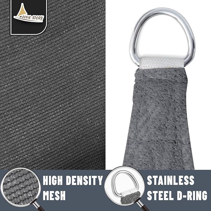 LOVE STORY Custom Size 8'x8'x11.3' Dark Grey Sun Shade Sail Right Triangle Sunhsade Fabric Awning Canopy for Patio Backyard Carport Pergola (Customized)