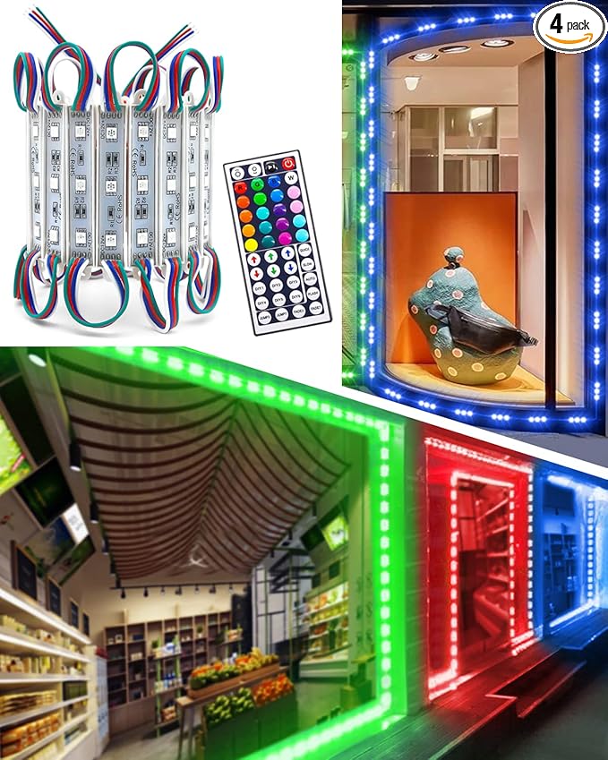 LED Storefront Lights for Business Waterproof Decorative Light for Advertising Letter Signs 4 Set 5050 SMD Window Strip Lights 40ft 80 Pieces LED Module Lights