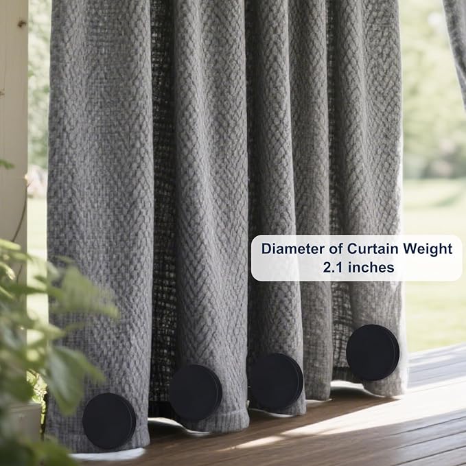 3LB Heavy Duty Outdoor Curtain Weights, Strong Magnetic Gazebo Curtain Weights, Rubber Covered Waterproof Drapery Weight, Prevent Curtain Liner from Blowing Around, Black, 6 Pairs