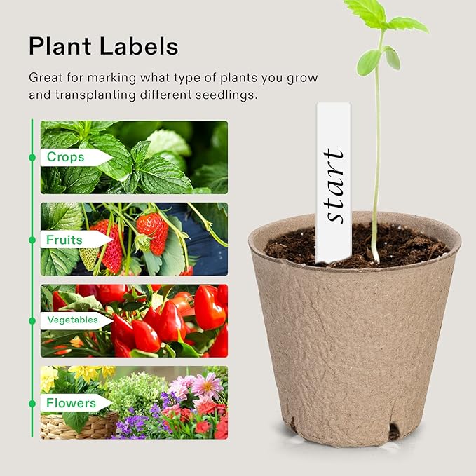 VIVOSUN Peat Pots, 120 Packs 3.15-Inch Seed Starting Pots with Drainage Holes, Round Nursery Pot, 20 Plant Labels for Flowers, Plants, Vegetables, 120Pcs