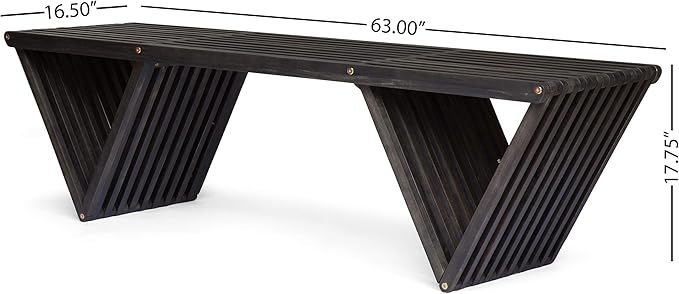 Christopher Knight Home Esme Outdoor Acacia Wood Bench, Dark Gray Finish