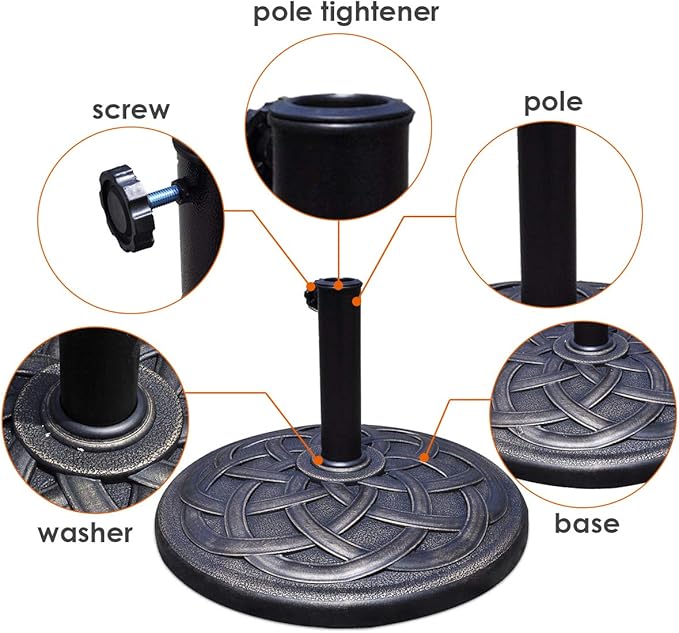 Giantex 43lbs Patio Market Umbrella Base, Heavy Duty Outdoor Stand, Cast Iron Umbrella Holder for Garden Beach, Classic Round Umbrella Standing Deck Porch