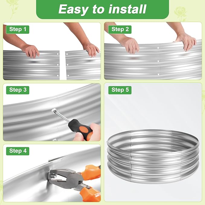 AHEONLAR 3Pack 2x2x1 ft Round Galvanized Raised Garden Bed Kit Round Metal Flower Box Large Planter Raised Beds Outdoor Garden for Planting,Fruit,Herb-Sliver