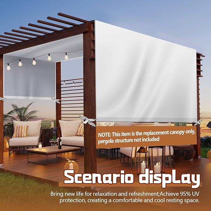 Universal Pergola Replacement Canopy Outdoor Canopy Shade Cover Waterproof Shade Top Cover for Outdoor Patio Porch Backyard(16 x 10 ft,Beige)