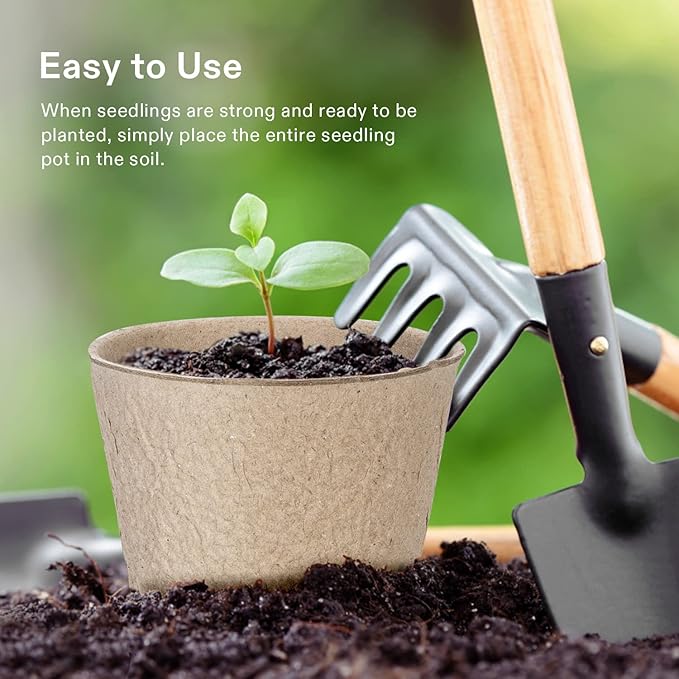 VIVOSUN Peat Pots, 120 Packs 3.15-Inch Seed Starting Pots with Drainage Holes, Round Nursery Pot, 20 Plant Labels for Flowers, Plants, Vegetables, 120Pcs