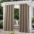 NICETOWN Morandi Brown Outdoor Curtains for Patio Waterproof 84 inch Long, 2 PCs Stainless Grommet Thermal Insulated Sun Blocking Outdoor Drape for Gazebo, UV Protection Outside Privacy Shade