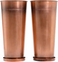 28in Tall Copper Planters Set of 2,Galvanized Steel Tall Outdoor Planter for Indoor/porches- Copper Color(2planters,2inner pots with Holes,2trays)