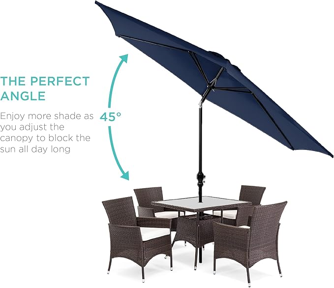 Best Choice Products 10ft Outdoor Table Compatible Steel Polyester Market Patio Umbrella w/Crank and Easy Push Button Tilt