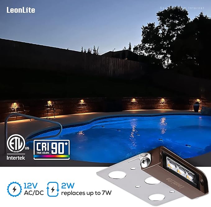 LEONLITE 8-Pack Premium Series 4 Inch 2W LED Retaining Wall Lights Swivel, Hardscape Lighting Low Voltage, LED Landscape Lights, 12V Hardscape Paver Light, Outdoor Step Light, 2700K Soft White, ETL
