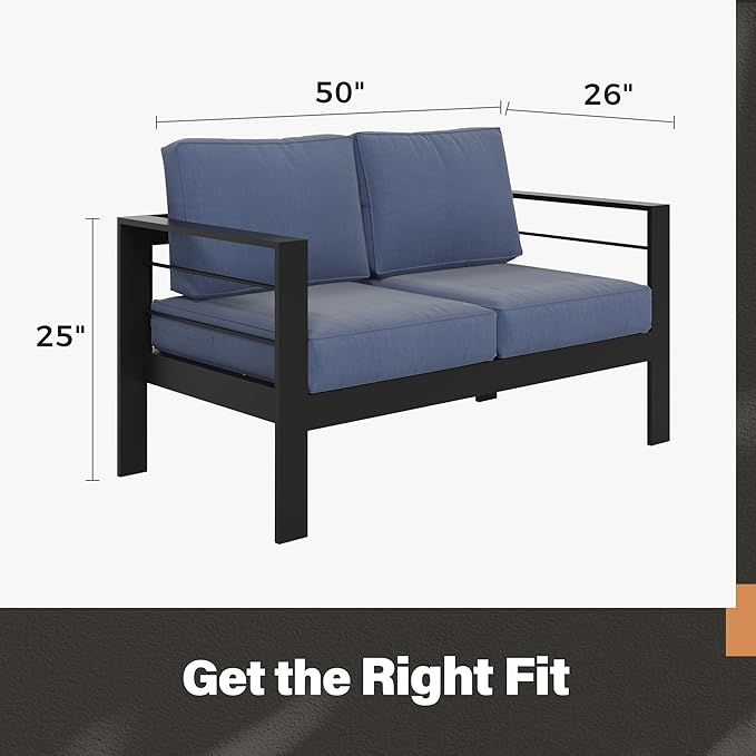 Solaste Aluminum Loveseat Patio Furniture, Weather-Resistant, Blue
