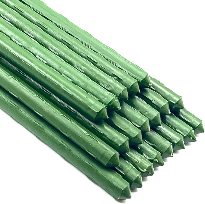 Garden Plant Stakes 48 Inch 4Ft Tomato Stakes, 20 Pack Steel Plant Stick Support for Growing Climbing Plants, Garden Fences Poles