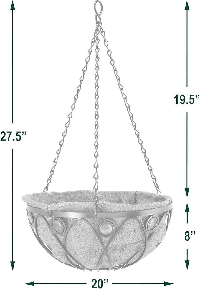 Arcadia Garden Products Emerald Series Round Hanging Basket Planters, 20-Inch Metal Copper Accent CB03