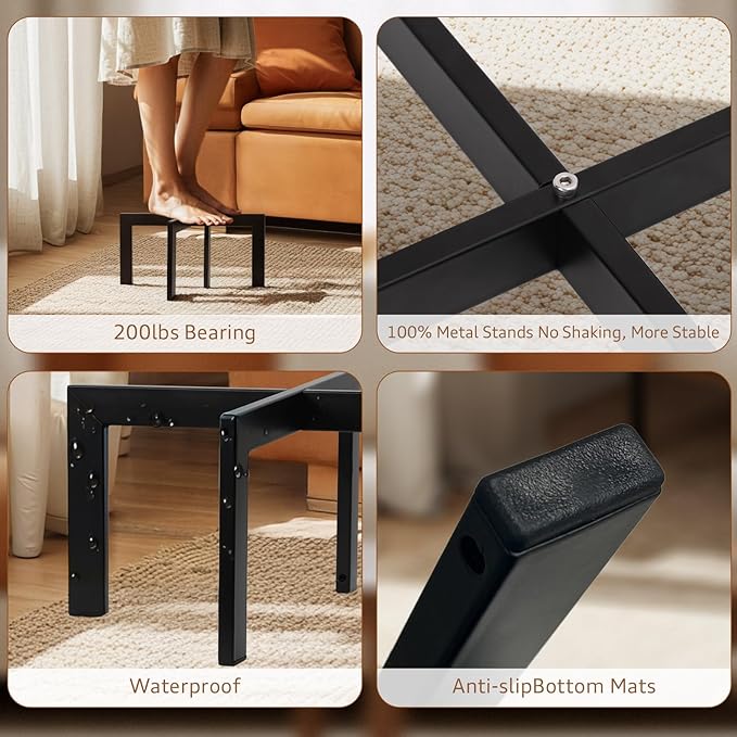 IZIDDO Plant Stand Indoor Outdoor,Metal Mid-Century Pot Stand,Modern Plant Holder Rattan Flower Plant Stool,Low Short Plant Stands for Indoor Fit 5-12 Inch Pot,Black(Pot & Plant Not Included)