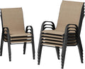 UDPATIO Patio Chairs Set of 8, Stackable Outdoor Dining Chairs with High Back, Breathable Textilene Fabric Outdoor Chair All Weather, 350LBS Capacity for Garden, Backyard (Brown)