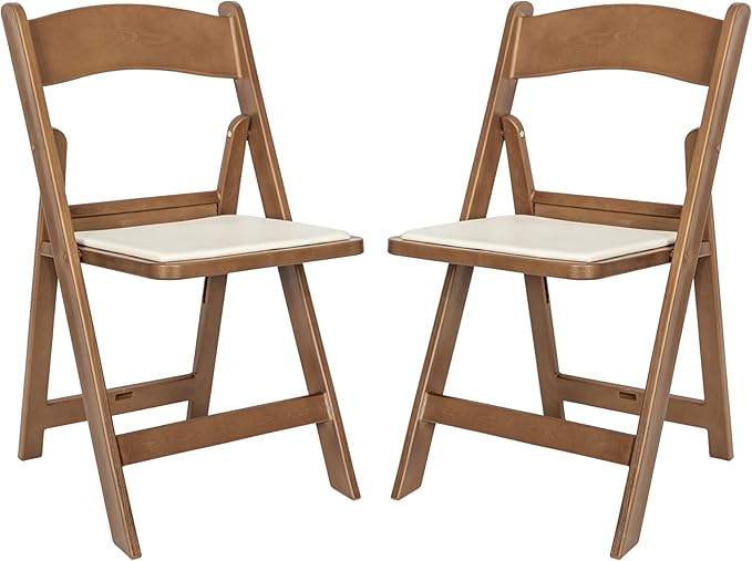 Flash Furniture Hercules Commercial Indoor/Outdoor Folding Event Chair, Wood Look, Weather-Resistant, Lightweight Design, Versatile Use, Set of 2, Chestnut