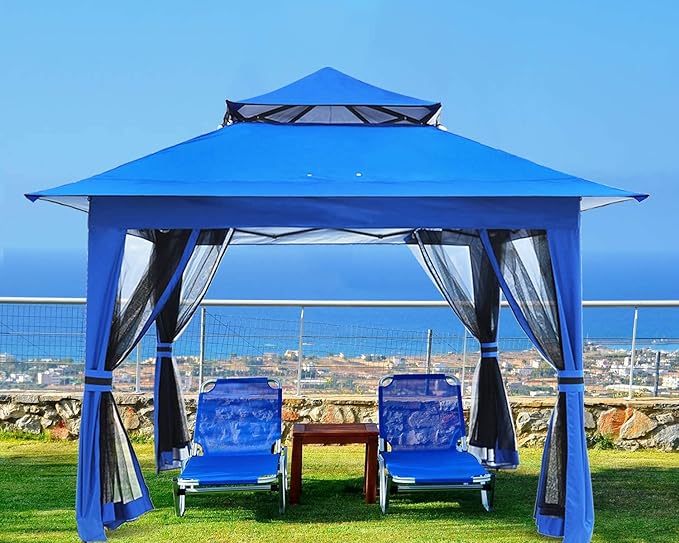 ABCCANOPY Pop Up Gazebo 13x13 - Outdoor Canopy Tent with Mosquito Netting for Patio Garden Backyard (Blue)