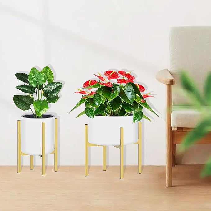 Heavy Plant Stand for 10"-16" Plant Pot Indoor Outdoor Corner, Adjustable Metal Heavy Duty for Large Pot (Golden 1 Pack)