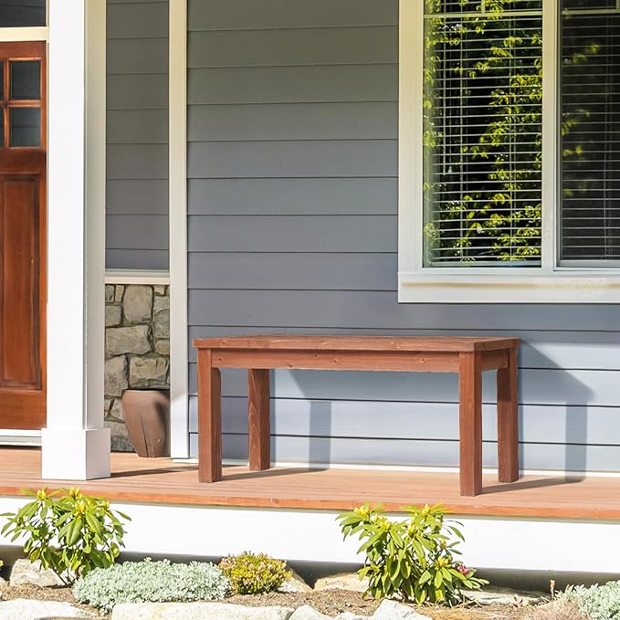 VINGLI Outdoor Wooden Bench, 40” Porch Bench Outdoor Backless Garden Bench, Small Outdoor Bench for Deck Patio Entryway