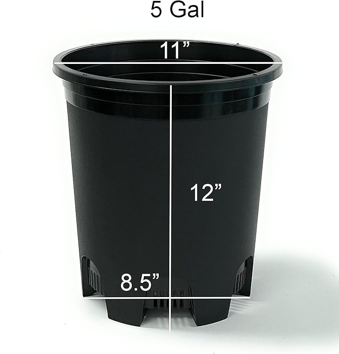 5 Gallon 6-Pack Large Plant Pots Nursery Tree Pot Plastic Planters for Outdoor Indoor Plants Gardening Flower Pots with Drainage Holes