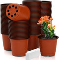 Nursery Pots 100 PCS 4 Inch Plant Pots with 100 Labels, Planting Pot for Plants Indoor Outdoor, Plastic Flower Pot for Seedlings Transplanting Small Plants Growing