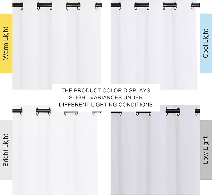 NICETOWN White Room Darkening Curtain 120 inches Long for Living Room - Grommet Solid Thermal Insulated Grommet Light Blocking Window Treatment for Bedroom (1 Panel, W52 x L120)