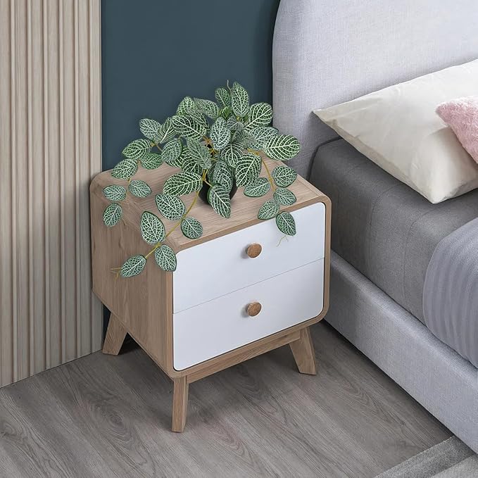 17.7" Artificial Plants Indoor Home Decor, Fake Potted Silk Plants for Shelves, Desks, Living Room, Home & Office Decor, Small Artificial Ivy Vine Nerve Plant in Pot, Faux Greenery Tropical Plant