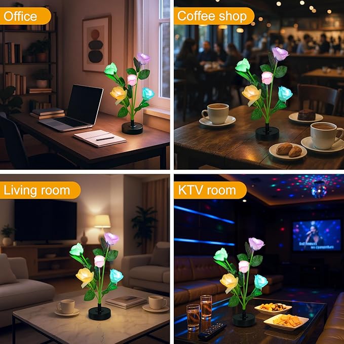 Upgraded Solar Garden Lights, 2 Pack Outdoor Solar Lights, New Round Panel for 40-Hour Runtime, Serve as Outdoor & Indoor Decor, 7-Color Changing Flower Lights, Waterproof for Patio Yard Decoration