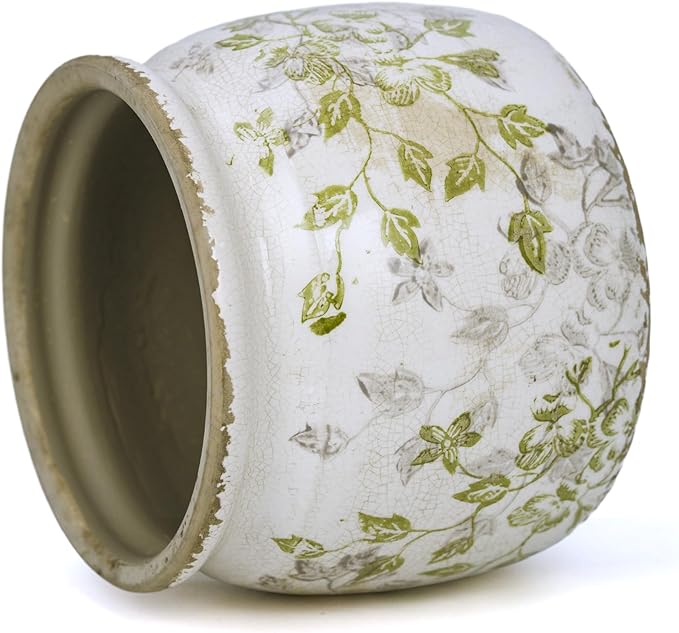 Flower Pot,Vintage Ceramic Pot for Planter with Drainage Holes, 6.29 inch Ice Crack Glazed Indoor Planters Pot for Indoor,Tucan Home Decor,Gardening Gifts (Mid-Century)