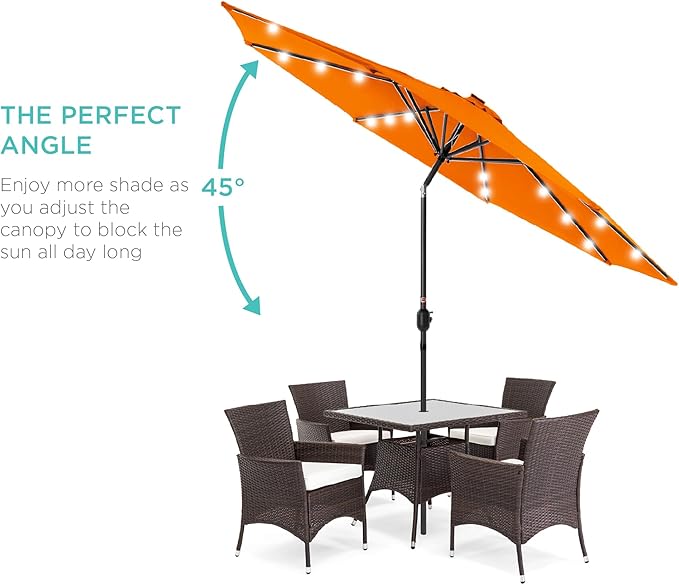 Best Choice Products 10ft Solar Polyester LED Lighted Patio Umbrella w/Tilt Adjustment and UV-Resistant Fabric