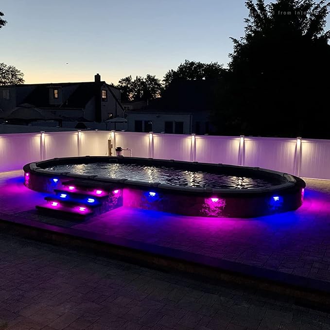 LEONLITE 8-Pack Premium Series RGB 7 Inch 3W LED Retaining Wall Lights Swivel, Color Changing Hardscape Lighting Low Voltage, 12V-24V AC/DC LED Landscape Hardscape Paver Light, Outdoor Step Light, ETL