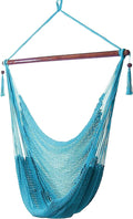 Sunnydaze Outdoor Hammock Chair Swing - Hanging Hammock Swing - Hanging Reading Chair - Soft-Spun Polyester Rope - Caribbean XL - Sky Blue