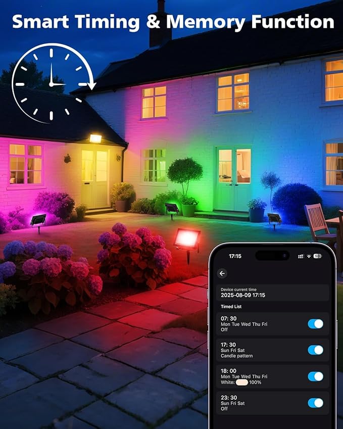 T-SUN Christmas Led Flood Light 60W, Outdoor Waterproof Color Changing Uplight for Stage Landscape Party, RGBW Dimmable Smart Floodlights 16 Million Colors&Timing& Music Sync, US Plug (4 Pack)