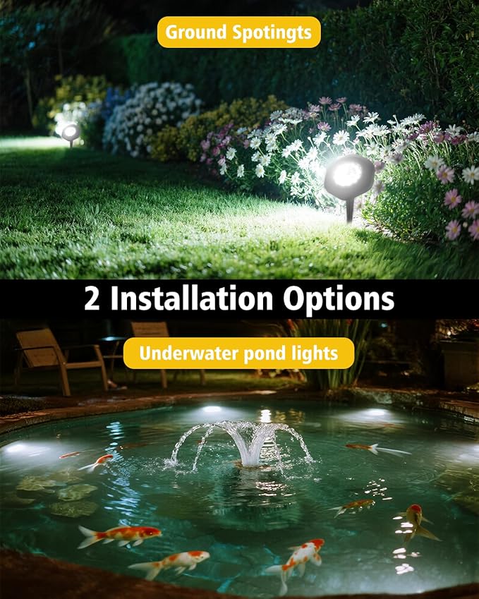 CORESLUX Solar Spot Lights Outdoor Waterproof IP68, 3-in-1 LED Cool Light Solar Landscape Lights, 2 Light Modes Landscape Path Lights for Outside Garden Yard Pond Pathway