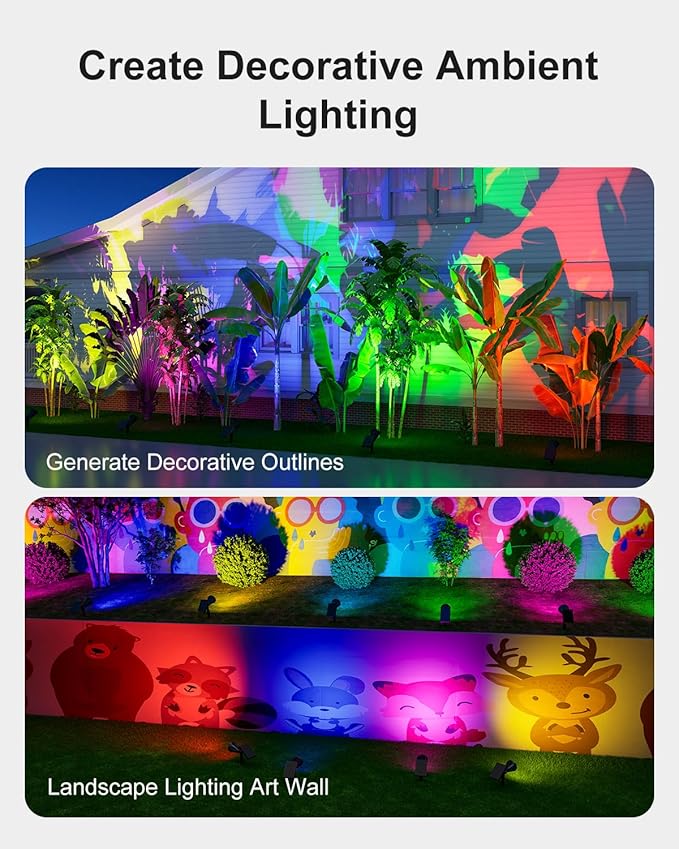 4 Pack Color Changing Solar Spotlights Outdoor Waterproof for Tree, Flower, Plant, Statue, Sign, Decorative wall, Rainbow Lanscape Decor Uplights for House Outside, Yard, Garden, Patio, Pathway, Fence