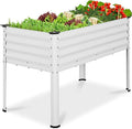 Best Choice Products 48x24x30in Galvanized Raised Garden Bed, Metal Elevated Planter Box, Vegetable Garden for Backyard, Patio, Balcony - White