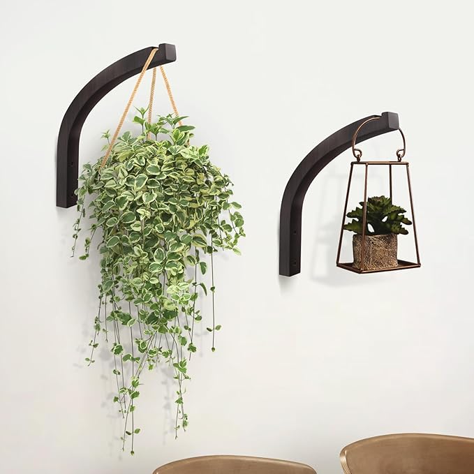 Stylish Wooden Plant Hanger – 2 Pack, 8-Inch Indoor/Outdoor Wall Hooks for Hanging Planters, Flower Pots, Lanterns, and Wind Chimes – Premium Beech Wood Home Decor