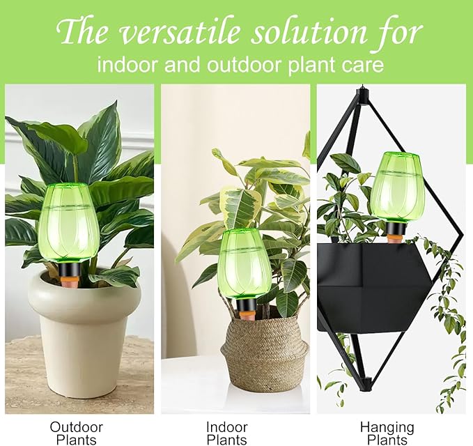 8 Pcs Plant Watering Globes Self Watering Planter Insert Plants Top Fill Water Device Plastic Water Bulbs Slow Release Terracotta for Plants, Green