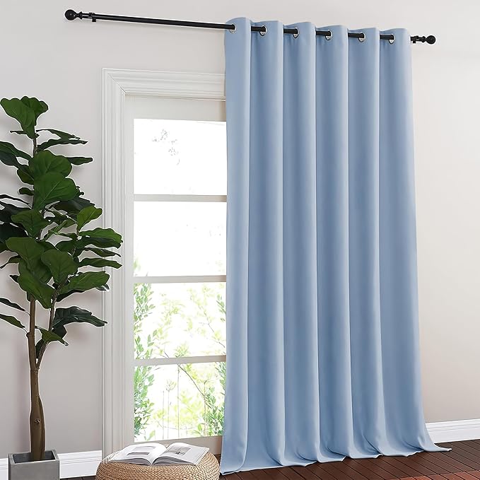 NICETOWN Vintage Blue Blackout Curtains for Bedroom 95 Inch Length - Thermal Insulated Room Darkening Privacy Grommet Window Drapes for Boys Room, Set of 1 Panel, 80 x 95 Inch