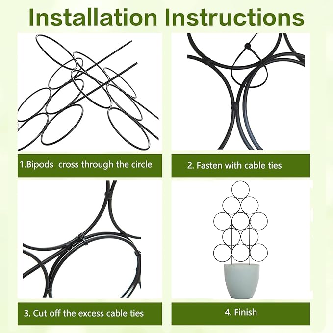 Trellis for Climbing Plants Indoor, 3 Pack Stackable Garden Trellis for Potted Plant Support, 14.2 Inch Small Houseplant Metal Wire Trellis for Vine Ivy Rose Plant Trellis (Black)