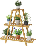 Plant Stand For Indoor Outdoor Tiered Plant Shelf 3 Tier 8 Potted Bamboo Flower Holder Ladder Rack For Multiple Triangle Table Plant Pot Stand (Natural)