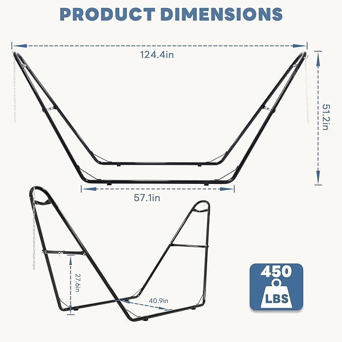 DUMOS Universal Double Hammock Stand Only, Heavy Duty Hammock Stands for 2 Person, Steel Stand for Indoor and Outside Garden Backyard Patio Pool Beach