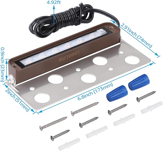 LEONLITE 8-Pack Premium Series 5CCT 7 Inch LED Hardscape Lighting Swivel, 2200K/2700K/3000K/4000K/5000K Selectable, Retaining Wall Light Low Voltage, 12V Paver Light, 4.5W Outdoor Step Light, ETL