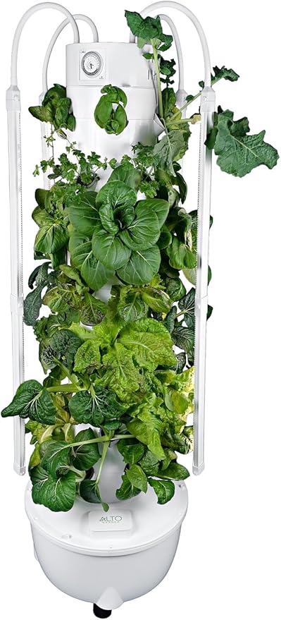 HX Aeroponic Tower | High Capacity Tower | Hydroponics Growing System Kit | Food Grade with 40 Net Pots (with LED Grow Lights)