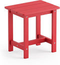 LUE BONA Outdoor Side Table, HDPS Small Outdoor Adirondack Side Tables, Outside End Table for Patio, Porch, Deck, Pool, Weather Resistant/Easy Maintenance,Bright Red