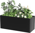 Long Metal Planter Box for Outdoor Plants 15" W x 38" L x 16.25" H, Heavy Duty Steel Rectangular Planter Box with Removable Insert Shelf, Modern Décor for Outside, Indoor, Garden (Black)